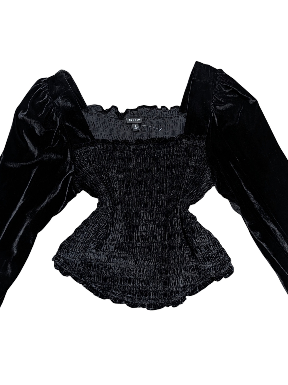 Torrid Womens Size 2X Black Rich Velvet Milkmaid Whimsigoth Crop Top Vampire